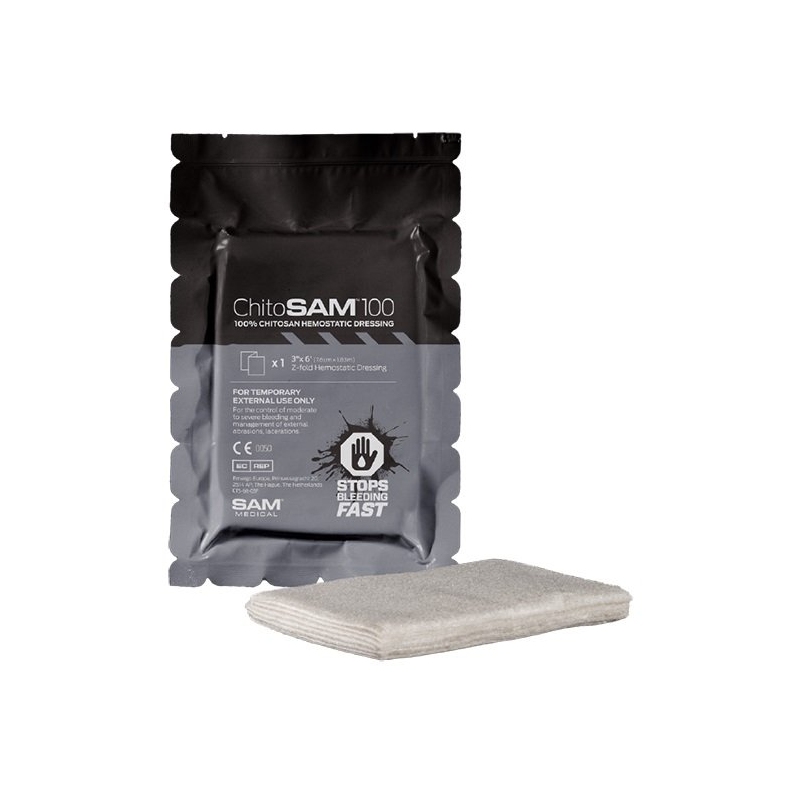 ChitoSAM 100 – hemostatični povoj (cik-cak zložen) iz 100% Chitosana, 7,5x183cm
