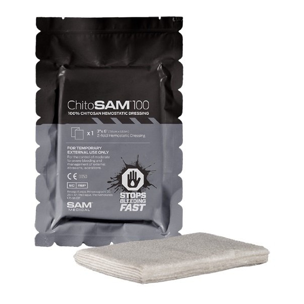ChitoSAM 100 – hemostatični povoj (cik-cak zložen) iz 100% Chitosana, 7,5x183cm