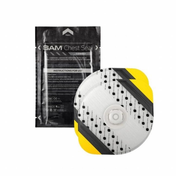 SAM CHEST SEAL Combo – obliž za pnevmotoraks (2 kom. – z ventilom in brez)